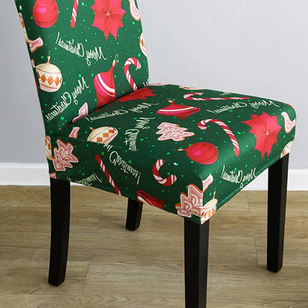 

Dining Room Decor for Christmas Christmas Chair Cover Set with Cartoon Print Stretchable Milk Silk Fabric Anti-slip for New