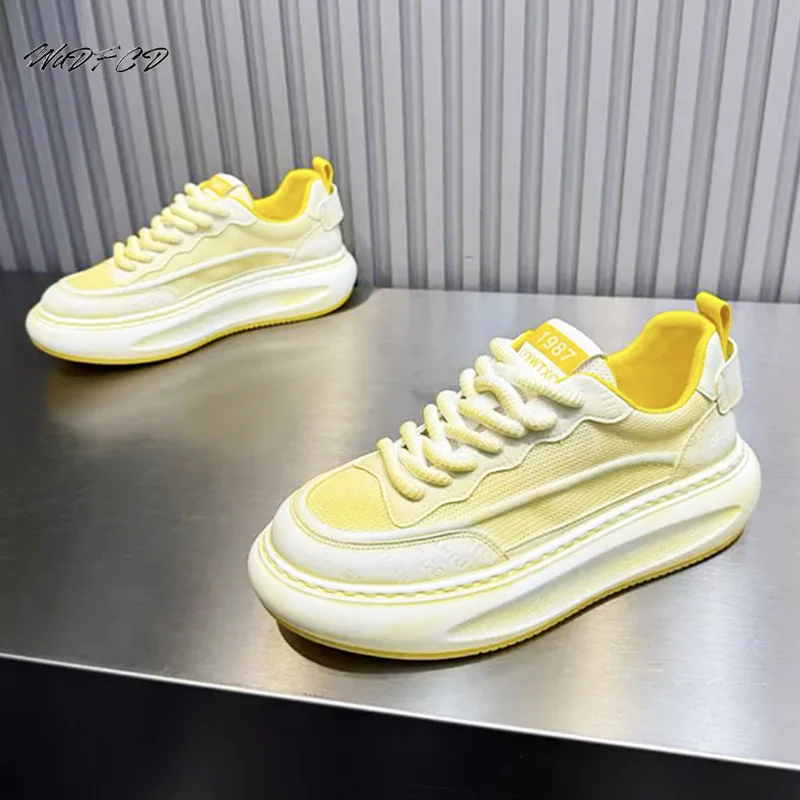 

Массивные кроссовки, мужские дизайнерские спортивные туфли на мягкой подошве, модные повседневные кожаные сетчатые дышащие туфли на платформе с увеличенной высотой