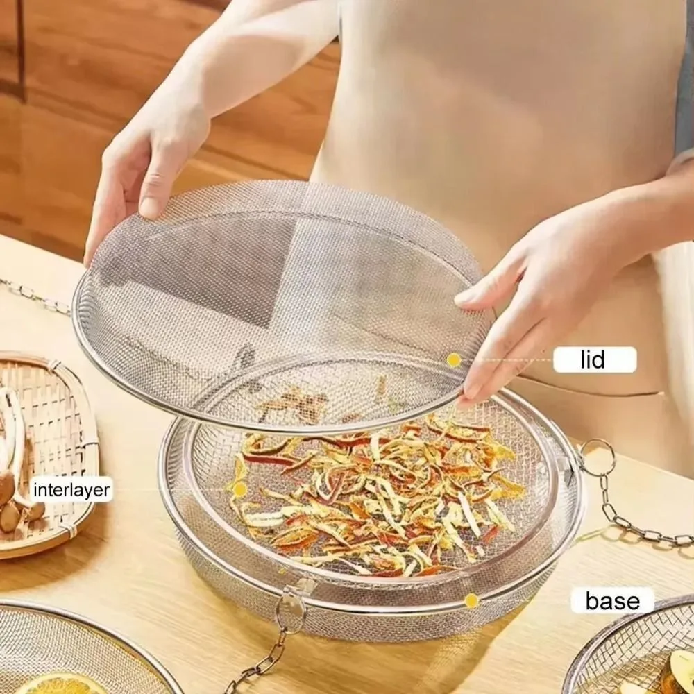 

Сетка для сушки пищевых продуктов из нержавеющей стали, двухслойная с фильтрующей сеткой на крючке, сетчатая сушилка для домашнего использования, сушилка для овощей