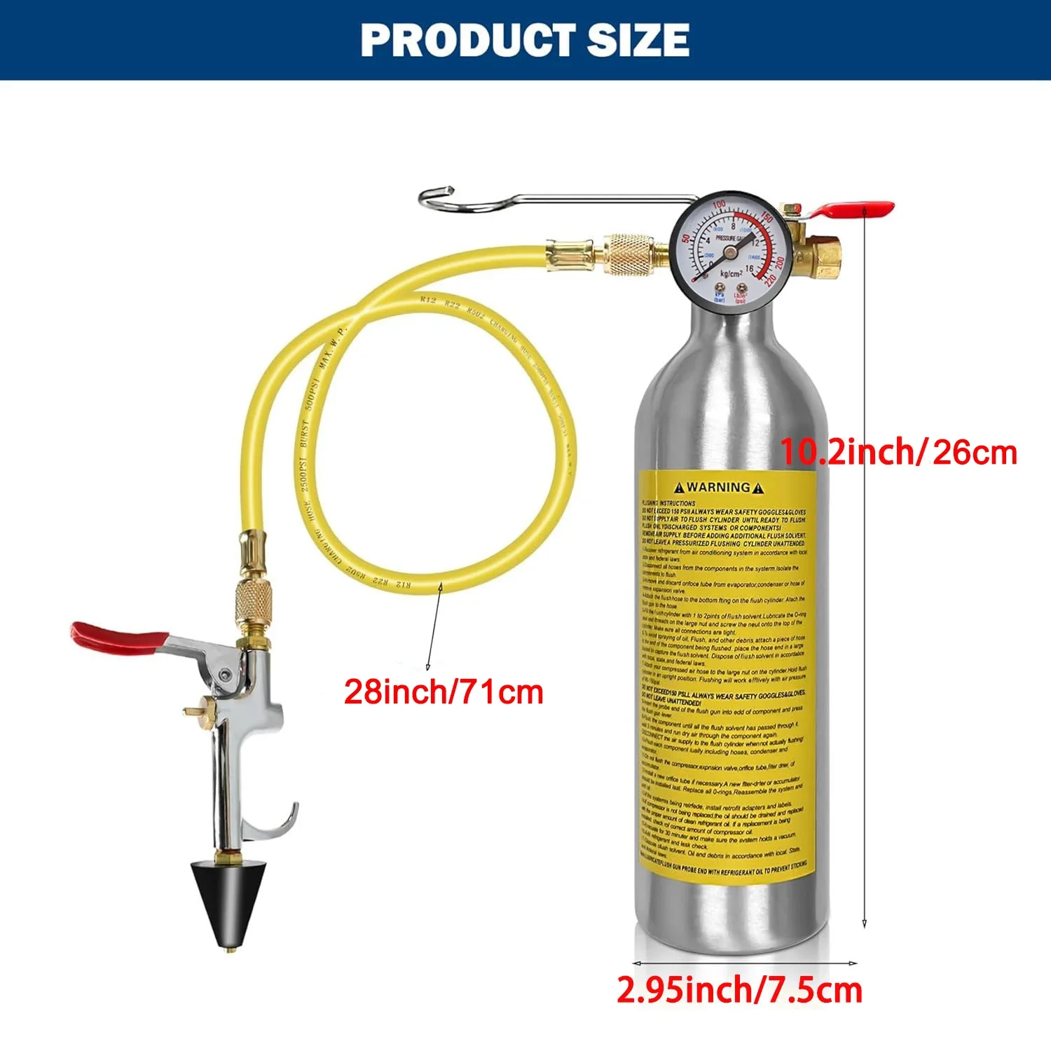 Air Conditioning Flushing Kit, Car Air Conditioning Pipe Cleaning Tool Set, R134A Air Conditioning System Flushing Kit