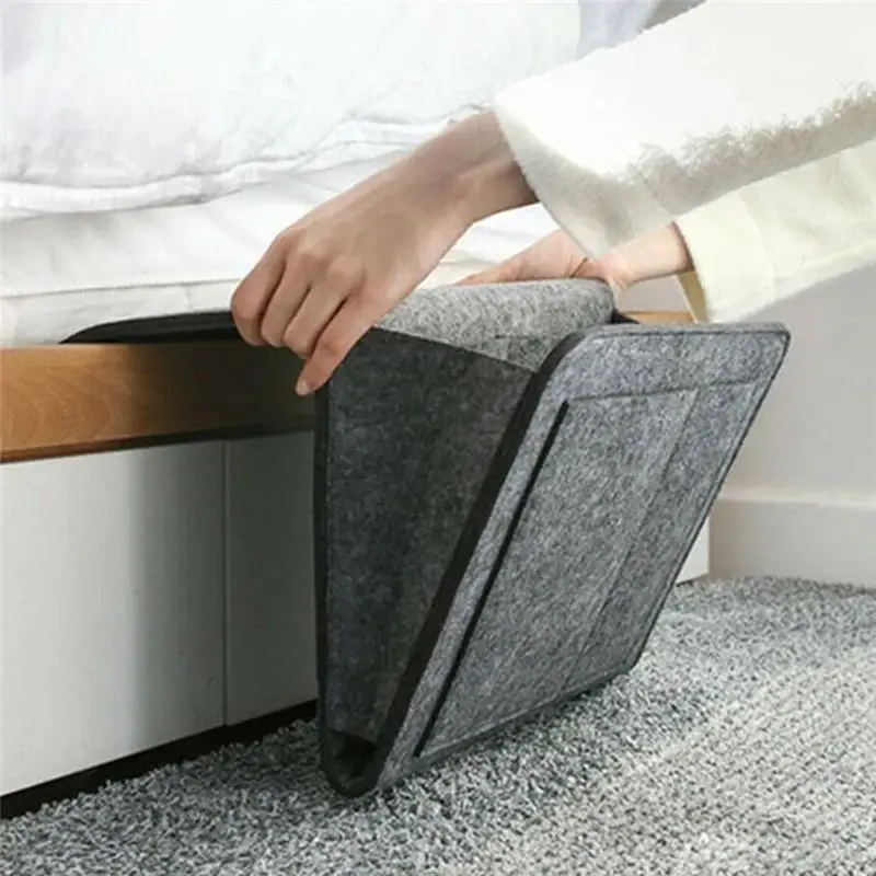 Felt Bedside Storage Bag Baby Bed Hanging Organizer Sofa TV Holder Pockets Foldable Storage for Books, Remote Control, Phones