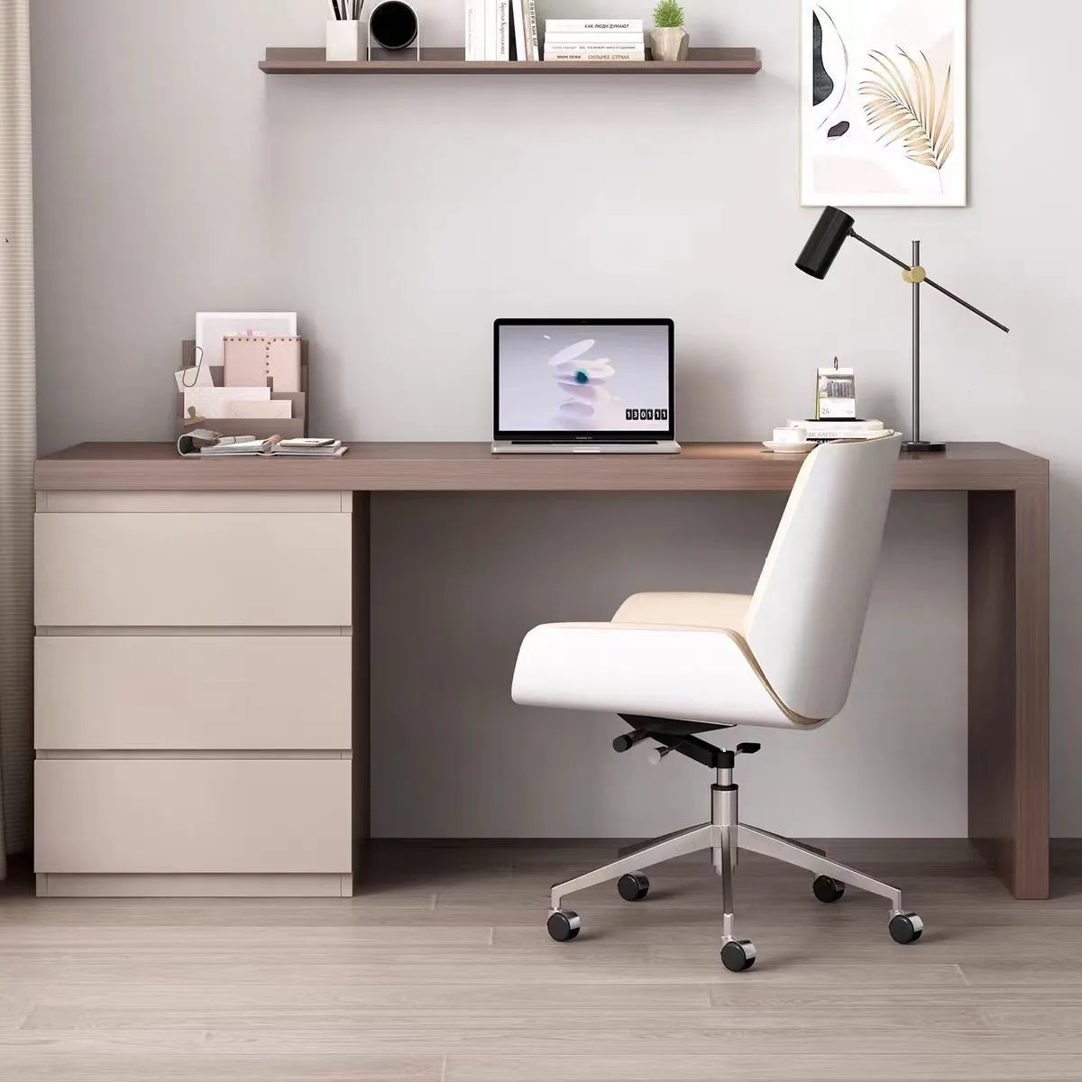 HYS solid wood desk chest integrated with drawers makeup table home study table bedroom desk computer table