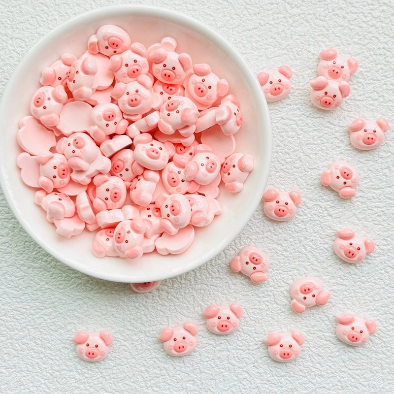 20 Pcs New Kawaii Cartoon Animal Piglet Resin Flat Back Cartoon Scrapbook Figurine DIY Bow Decor Accessories Crafts A69