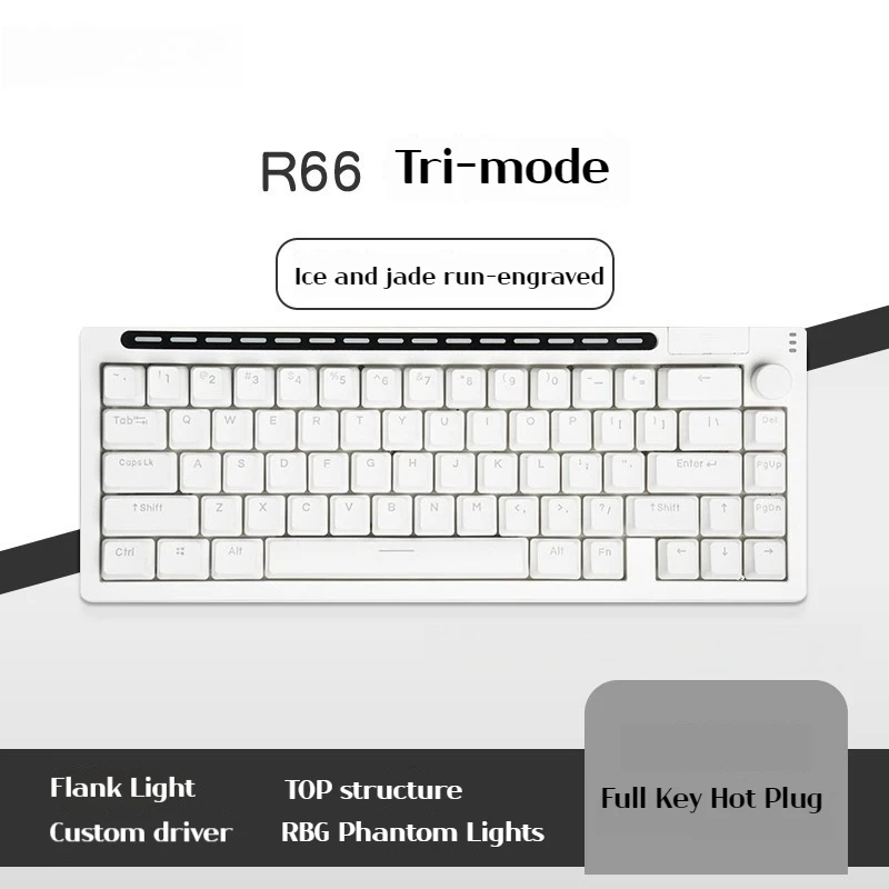 

R66 Wireless Mechanical Keyboard Tri-Mode 66 Key Hot Swap RGB PBT Keycap Custom Bluetooth Gaming Keyboard For Laptop Tablet PC