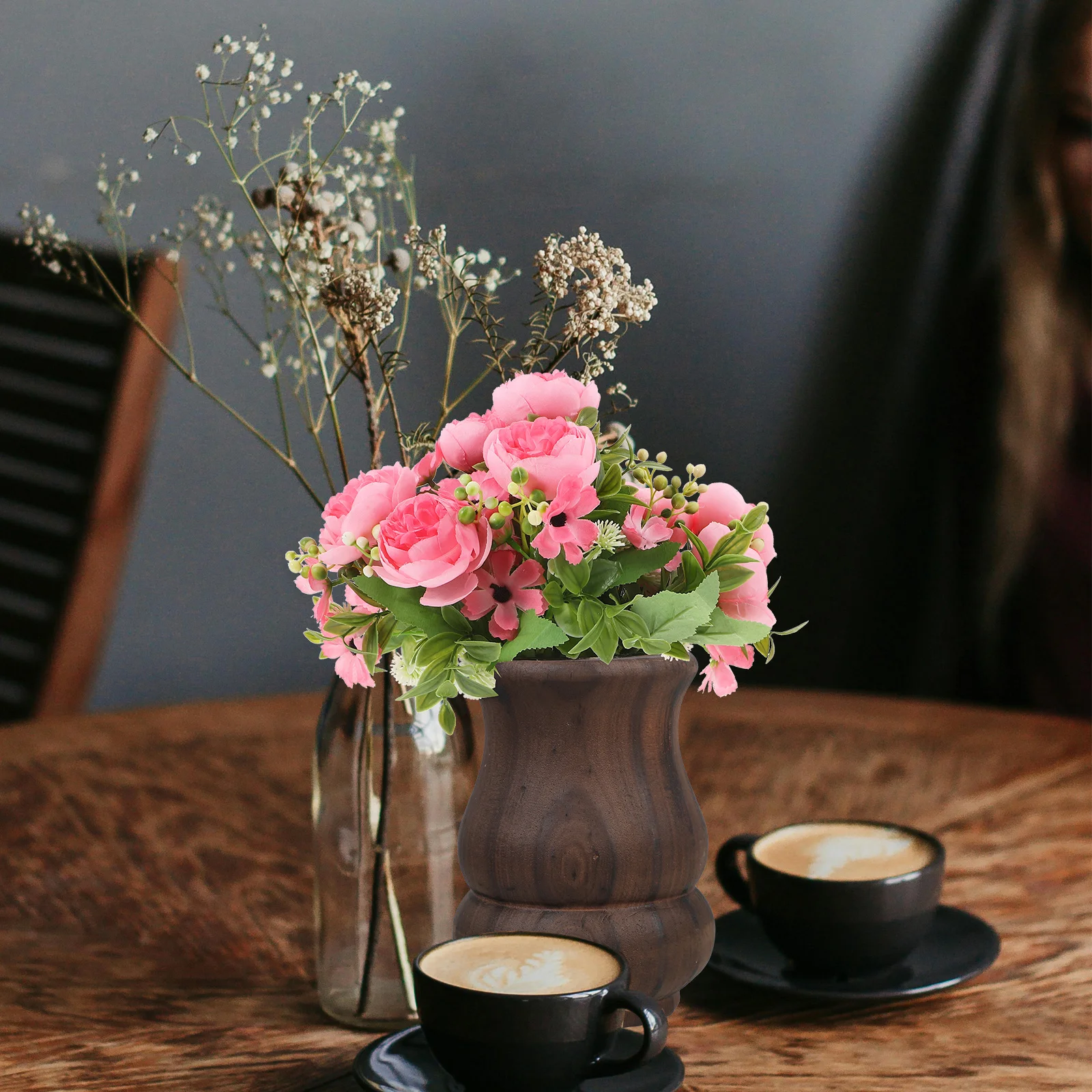 

Wooden Flower Vase Decorative Vase for Floral Arrangement Hydroponic Plants Tabletop Centerpiece Wood Vases