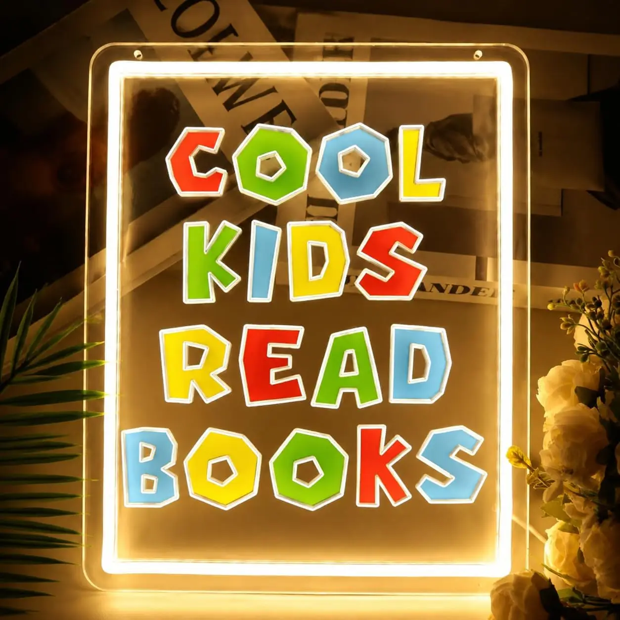 Cool Kids Read Books LED Neon Sign USB Powered Neon Light for Kids Room Classroom Playroom Decor Gift for Readers Book Lovers