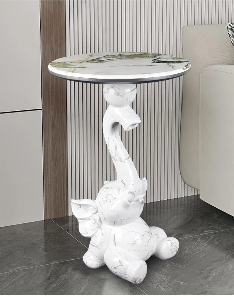 Home Decor Elephant Statue Side Tables Living Room Round Tea Table Bedroom Bedside Table Creative Animal Sculpture Coffee Tables