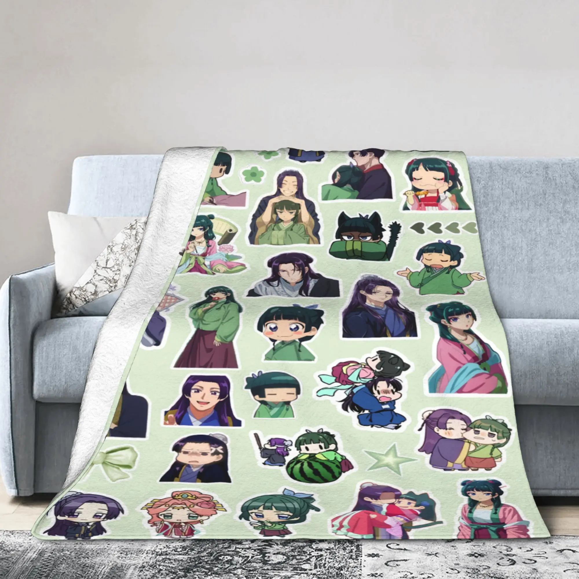 The Apothecary Diaries Anime Blanket Maomao Jinshi Fleece Throw Blankets Summer Air Conditioning Personalised Bedspreads