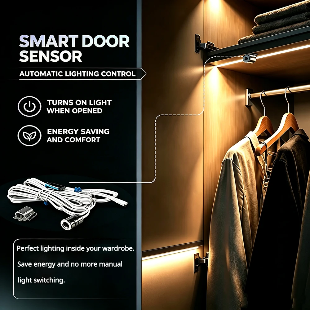 DC12‑24V LED Closet Cabinet Sensor Switch Hand Wave Touch PIR Door Contact Motion Sensor Light Controller 60W
