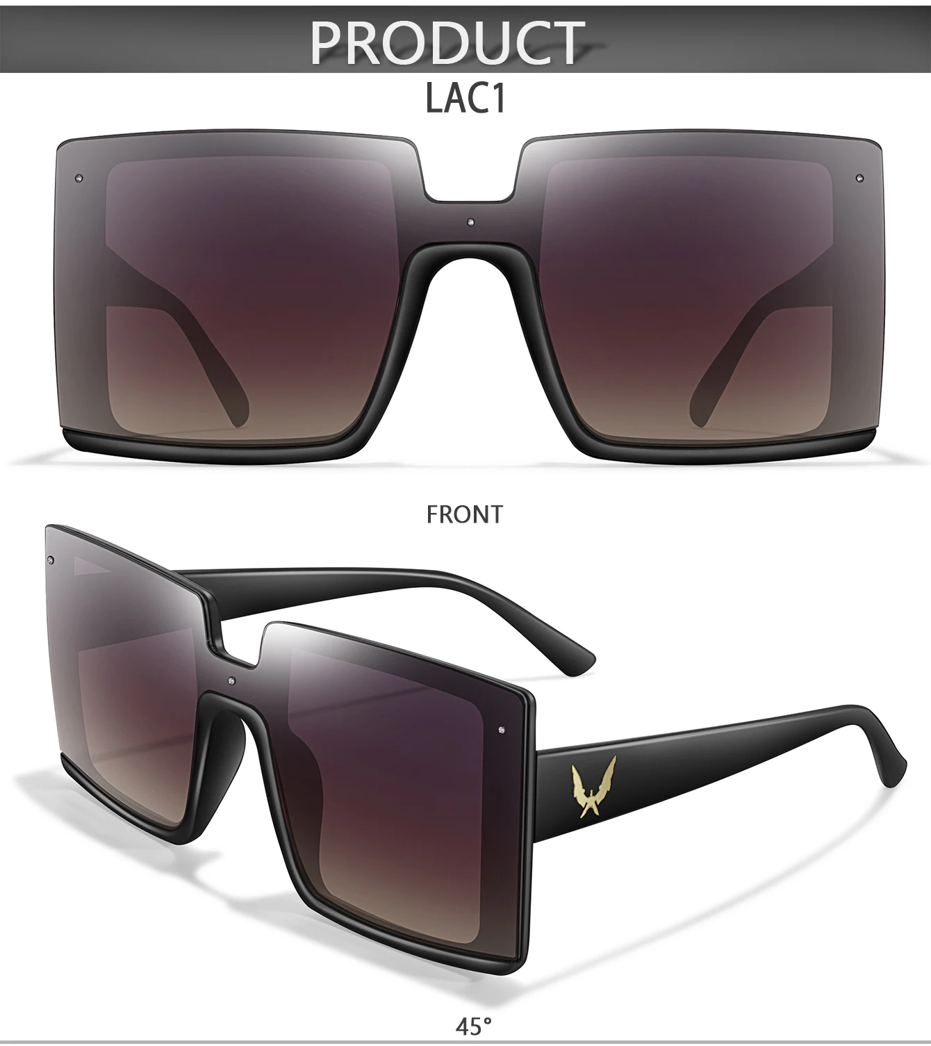 Modische quadratische Sonnenbrille für Damen, große, trendige Sonnenbrille für den täglichen Gebrauch, Einkaufen, Selfie, Party, Reisen, Strand – ohne Box – Detail 4