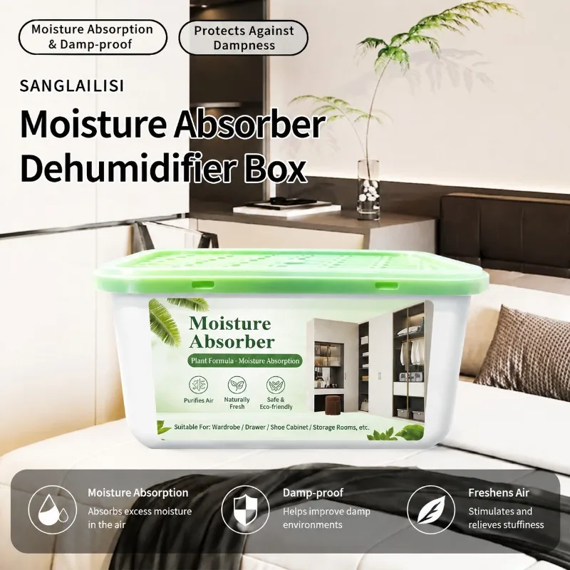 Household Dehumidifier Box Odor‑eliminating Mildew‑resistant Moisture‑absorbing Desiccant Container for Wardrobes Student