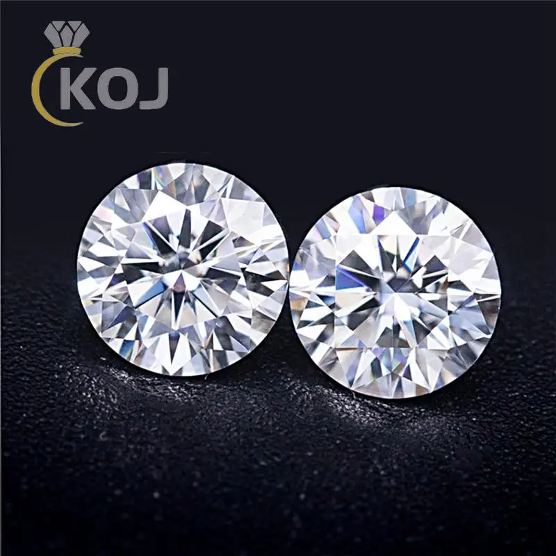 

KOJ Sparkling 3EX VVS1 0.1-10 CT Round Cut Real Moissanite Loose Gemstones with GRA Certificate Pass Diamond Test 1PCS