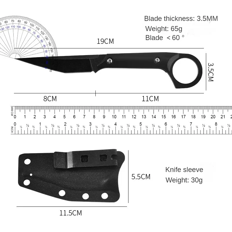 2024 new portable multi-purpose outdoor straight knife+K sheath, jungle survival EDC knife, self-defense, hunting, high hardness