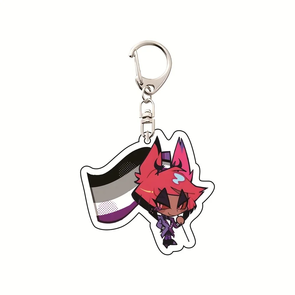 Anime Hazbin Hotel Alastor Vaggie Angel Dust 6CM Acrylic Cute Bag Charm Car Keychain Decorations Bag Body Kit Keyring Gift