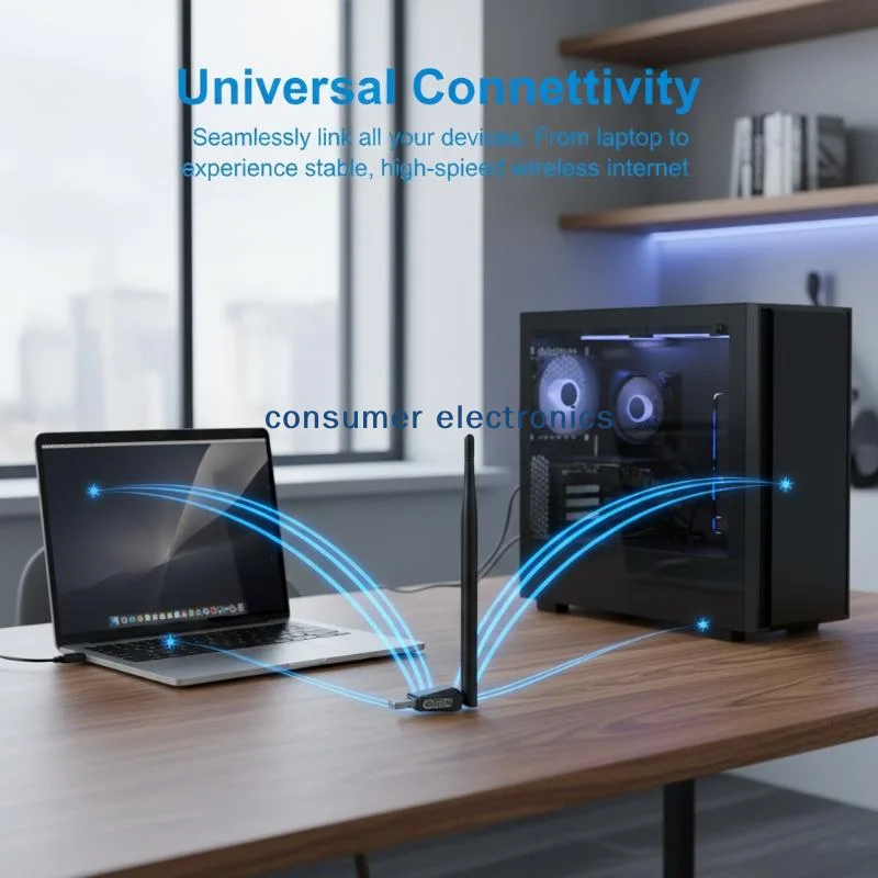 

Портативный USB-адаптер беспроводной сети AC600 Мбит/с, Wi-Fi приемник с двумя антеннами для настольных компьютеров и ноутбуков, расширенный диапазон, потоковая передача данных