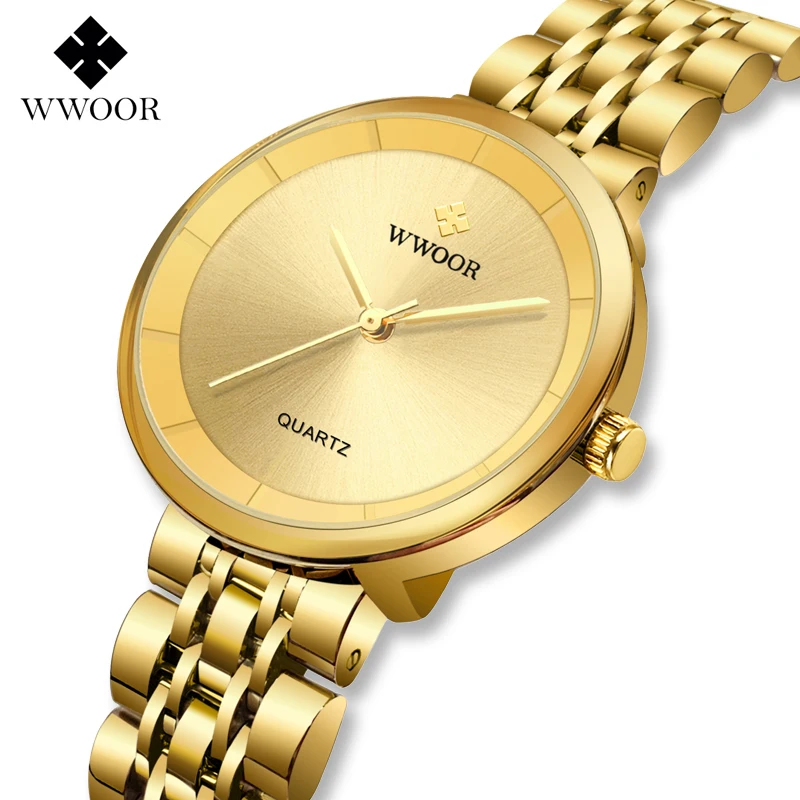 

WWOOR 2025 новые роскошные часы для женщин, водонепроницаемые элегантные деловые женские часы из нержавеющей стали, кварцевые женские часы, женские Reloj