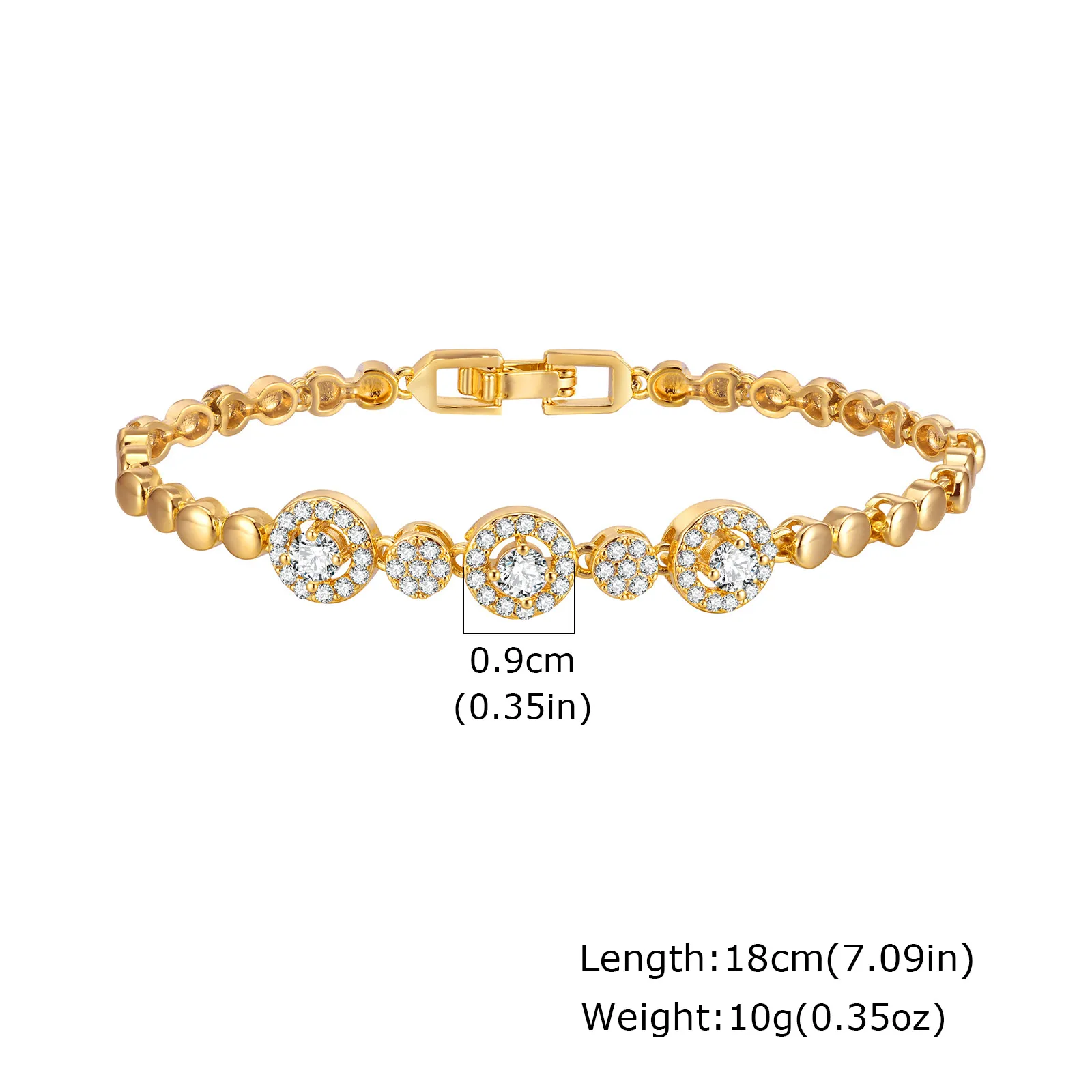 Cubic Zirconia Chain Tennis Bracelet Women, 18K Gold Plated CZ