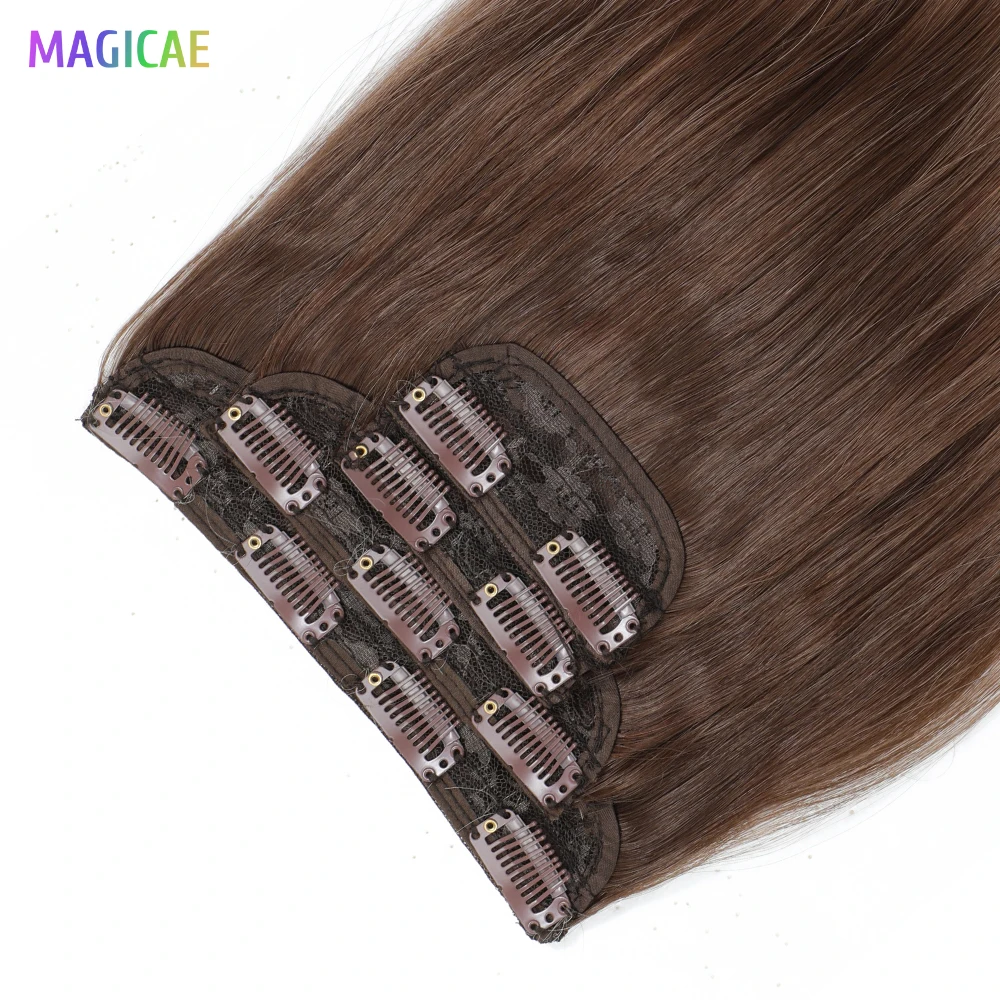 MAGICAE Synthetic Clip In Hair Extensions Long Wavy Curly 4Pcs/Set Piece 11 Clips 22 inch For Women Daily Use Curly Hairpieces
