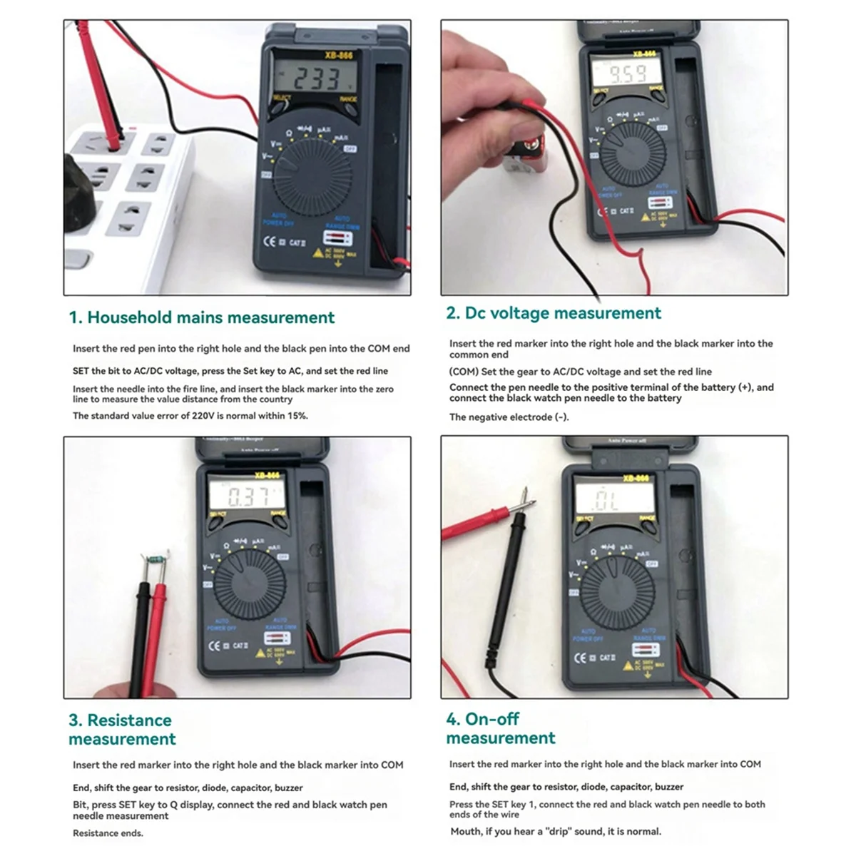 2025 + XB866 أداة اختبار الفولتميتر LCD صغيرة المدى للسيارات التيار المتناوب/لجيب تيار مستمر رقمي متعدد الوقت