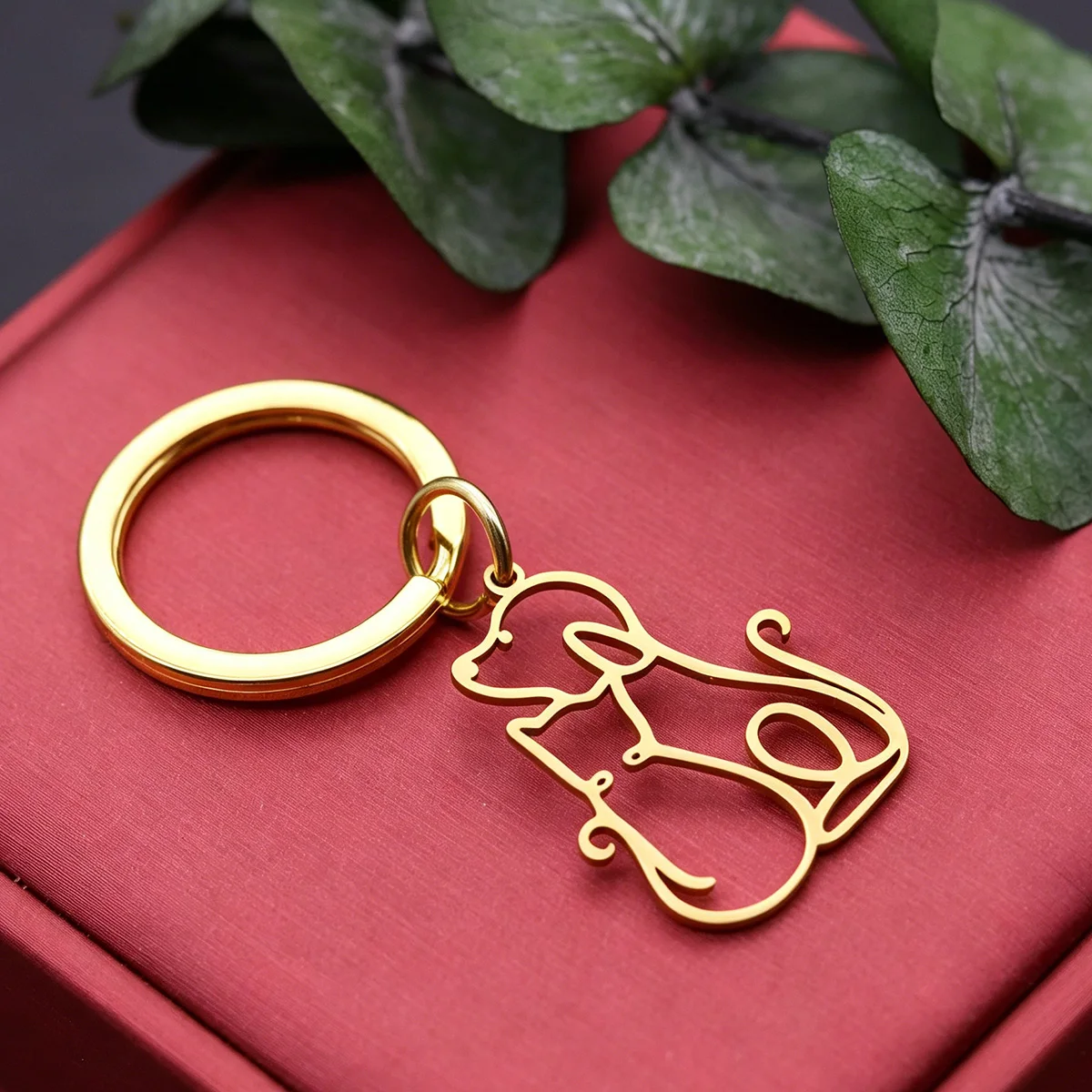 Stainless Steel  Line Art Cat And Dog Hug Keychain Pendant For Men Women Key Chains Pet Lover Jewelry Bag Deco Gifts Accessories