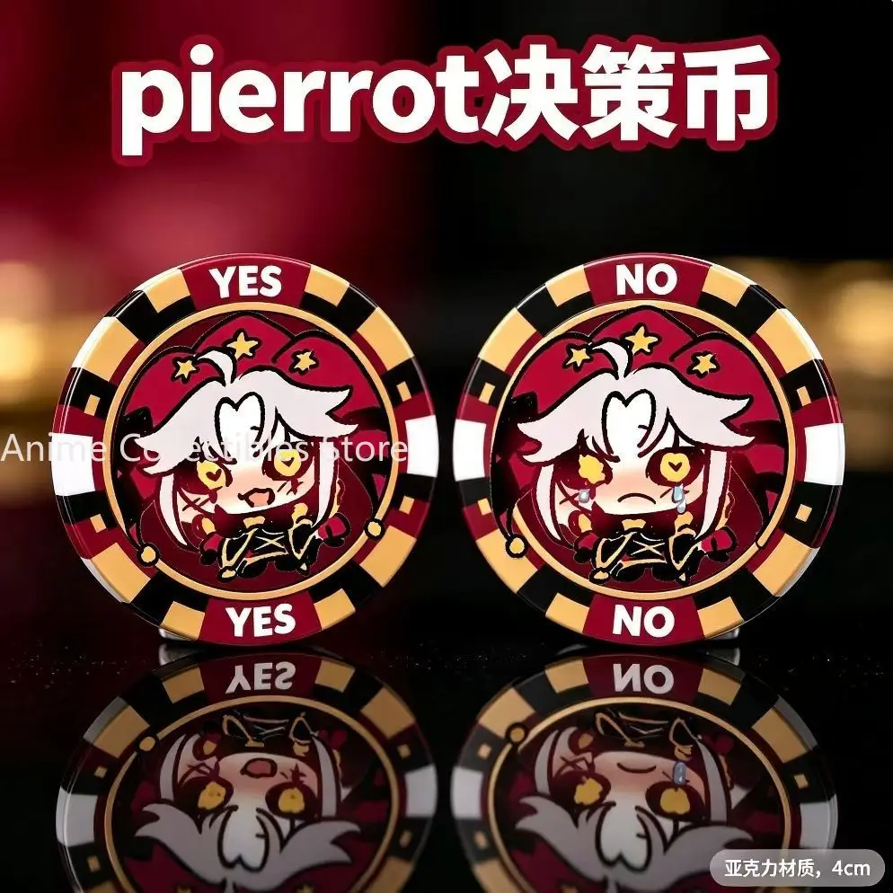 10PCS YES NO Decision Lucky Wish Coin The Freak Circus‌ Pierrot Acrylic Decision Coin Commemorative Coins Anime Props