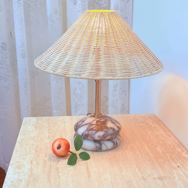 

Wabi Sabi Style Marble Table Lamp Nordic Designer Bedside Light for Home Hotel Homestay Living Room Bedroom Ambient Lighting