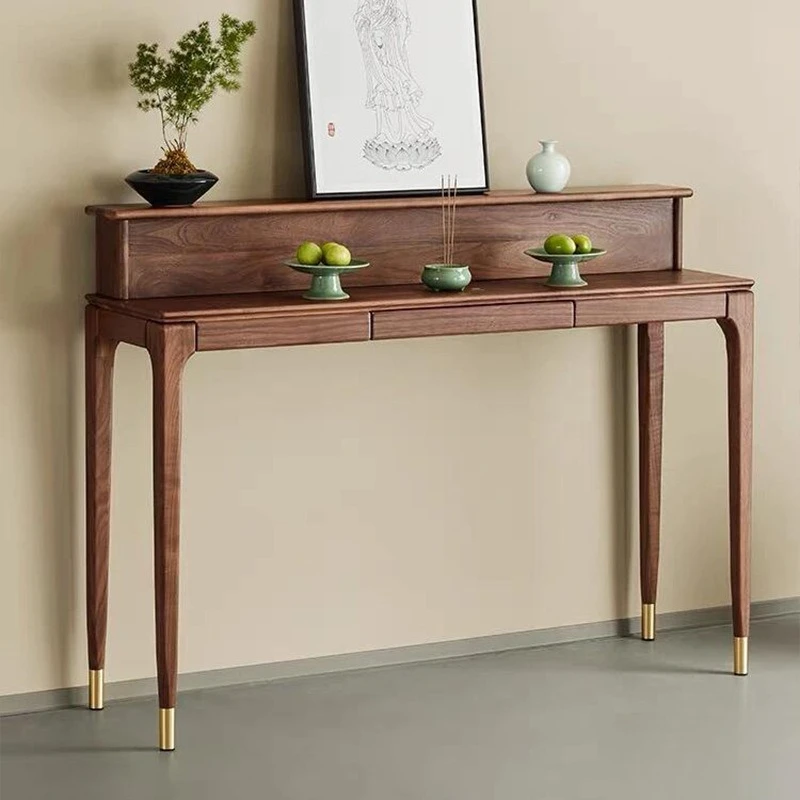 

Walnut table Zen simple solid wood narrow table against the wall entrance table