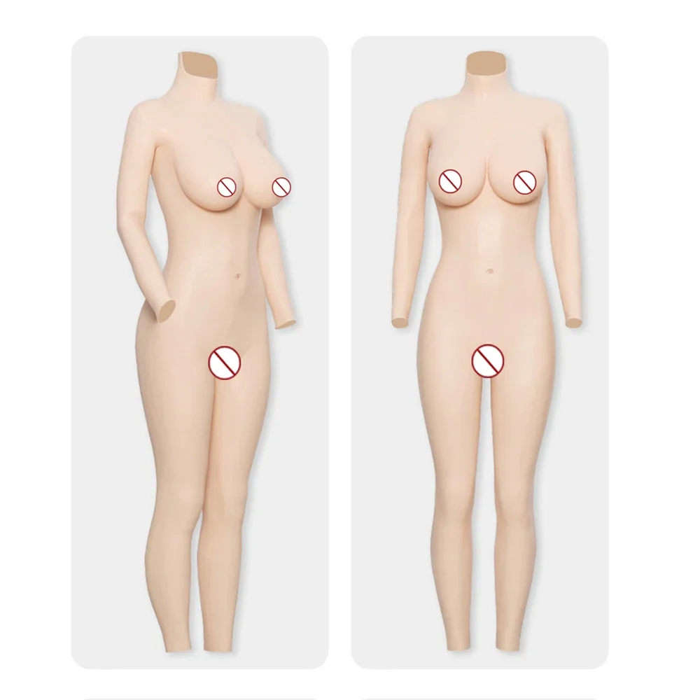 KUMIHO 5G D Cup Ankle-Length Bodysuit with sleeve Silicone breasts forms fake Vagina  pussy for Crossdresser transgender