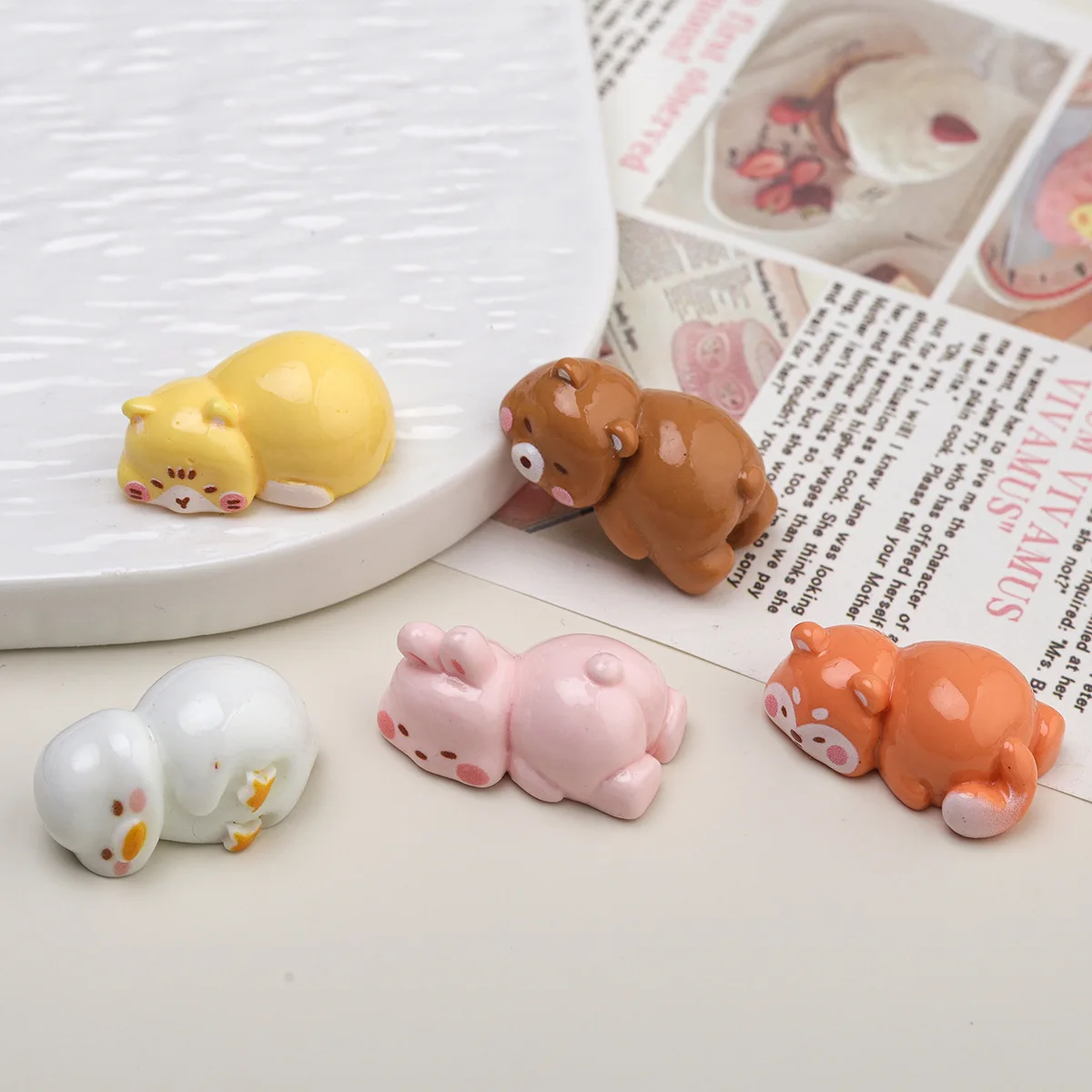 5 قطع من إكسسوارات الراتنج الكرتونية من مينيسو للاستلقاء على شكل ثعلب يمكنك صنعها بنفسك علبة غير المرغوب فيها دلايات مصنوعة يدويًا من مواد صغيرة لمستلزمات الحرف اليدوية والمجوهرات #4