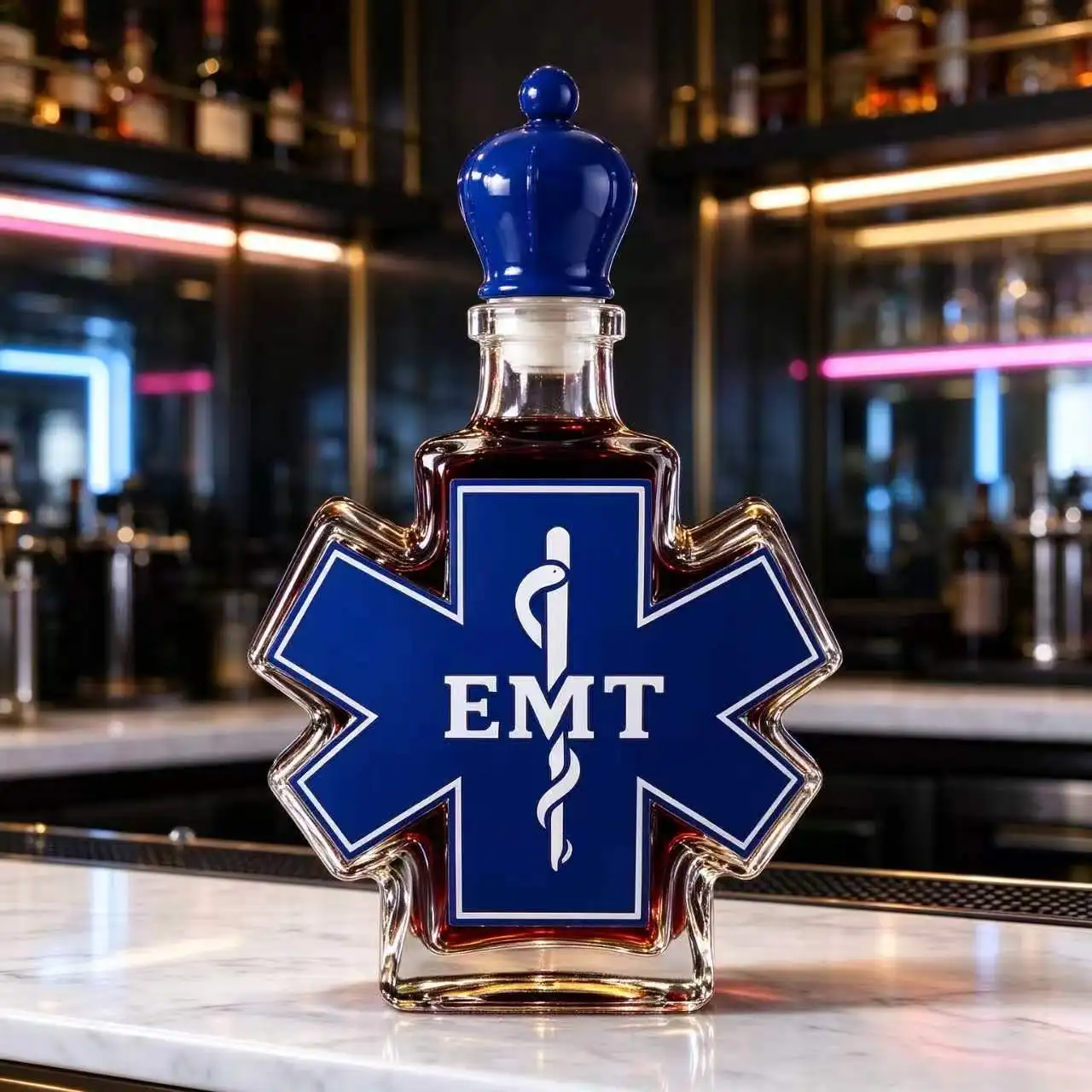 Unique Six-pointed Star Shaped Glass Whiskey Decanter Lead Free Liquor Bottle with Stopper Home Bar Decor Gift for Men