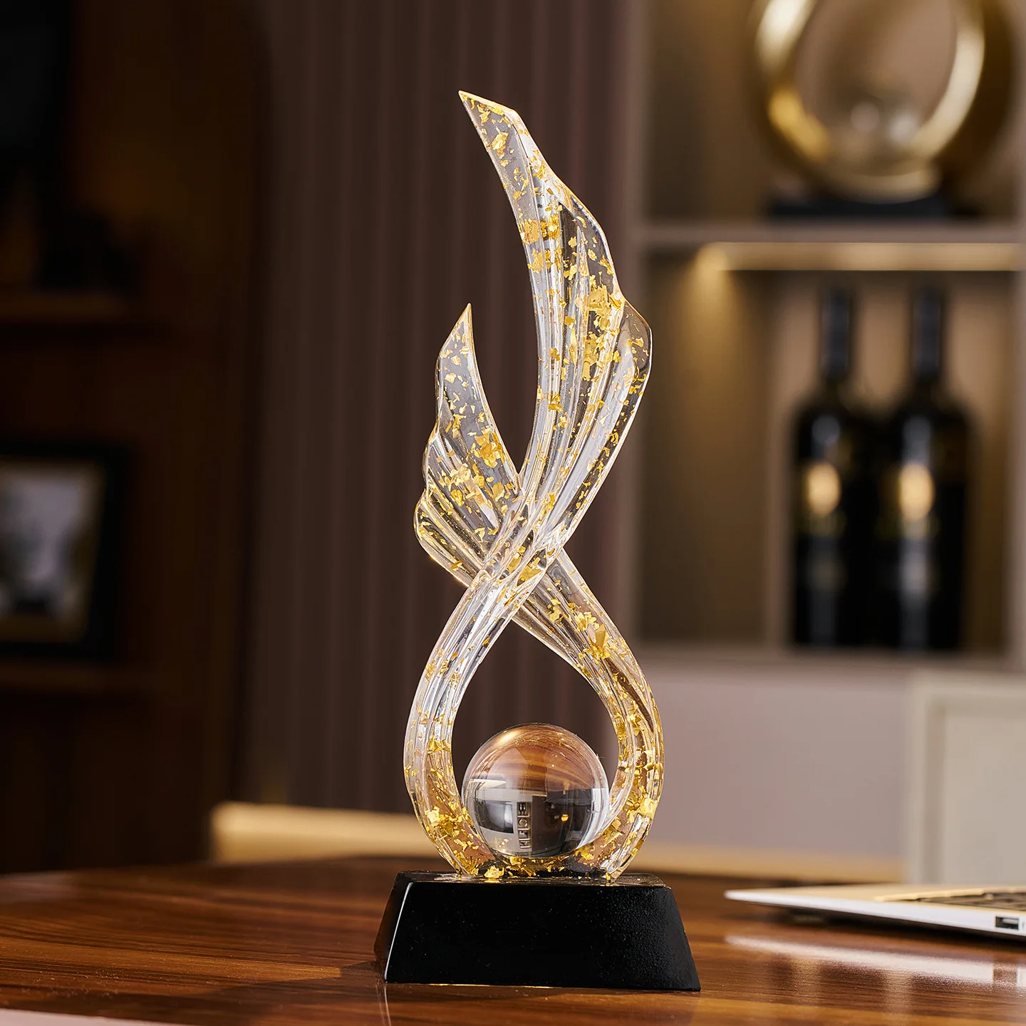 

HYS Fengsheng Shuiqi New Chinese Wine Cabinet Living Room Decoration Atmospheric High-end Light Luxury Office Art Ornament