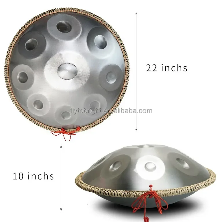 Tambour à main en acier de 22 pouces, instrument pour débutant, avec étui et support, 12/10/9 notes