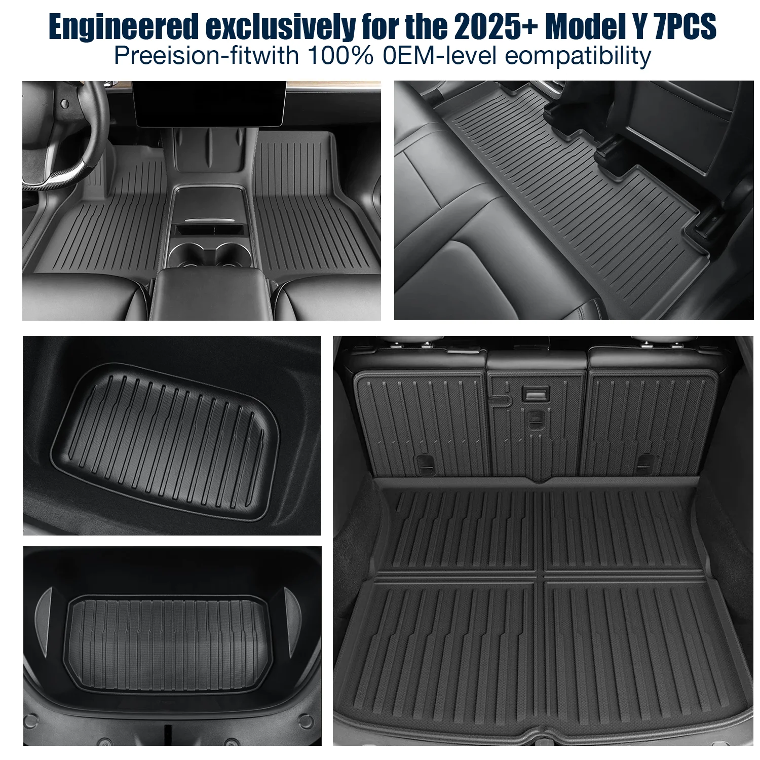 TPE Floor Liners For 2025‑2026 Tesla Model Y Juniper, 5‑Seater Only, Exclude Standard Version, All‑Weather Custom Fit Easy To Clean Car Floor Mats - view 6