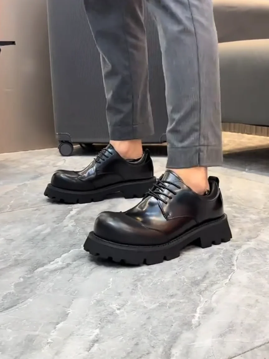 

Новые мужские повседневные туфли из натуральной кожи 79125: комфорт, роскошь и стиль для делового образа. Круглый носок, резиновая подошва.