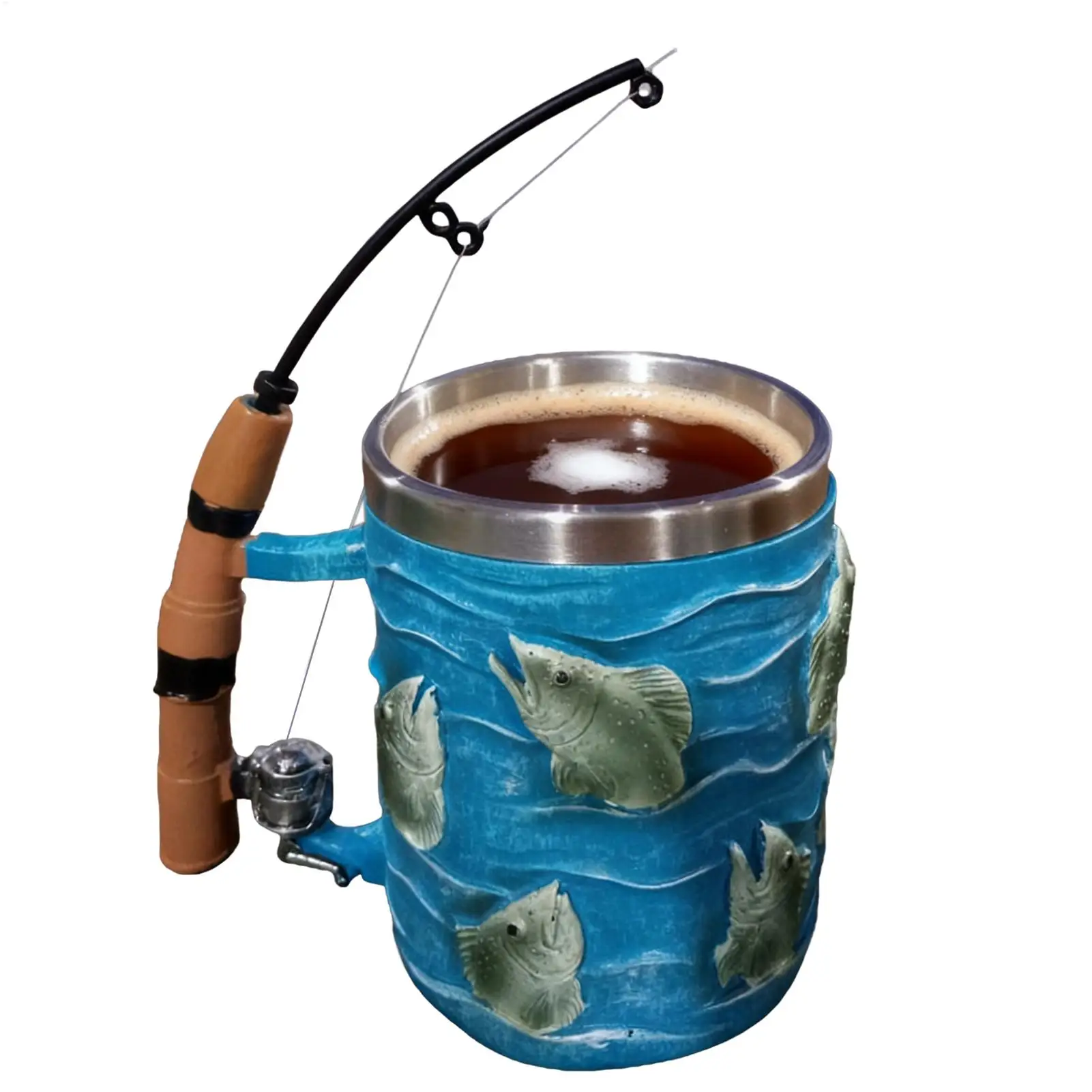 Kaffeetasse aus Kunstharz, Getränke-Wasserbecher, Angel-Thema-Design, kaltes heißes Trinkgeschirr, Wasserbecher für Schokolade, Tee, Wein, Bier, Weihnachtsgeschenk