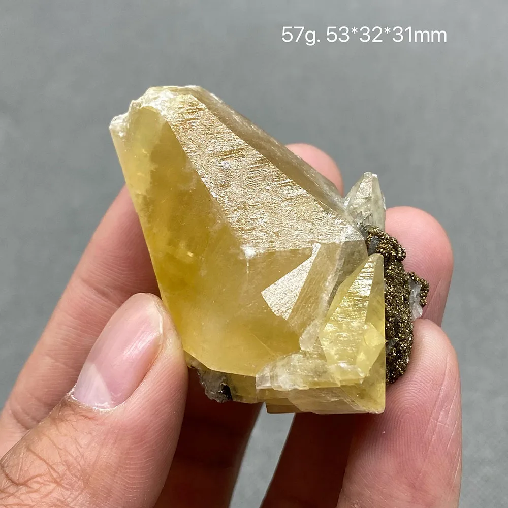 100% Natural Yellow Calcite Gem Grade Crystal Pyrite Rough Ore Specimens from Hubei Province, China