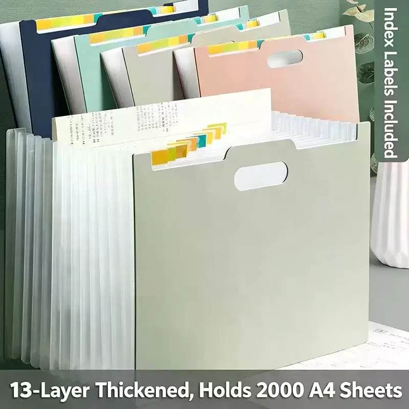 

13 Pockets Accordion File Organizer, Expanding File Folder With Lable Pocket,Upright Open Top,A4/Letter Size Paper Document