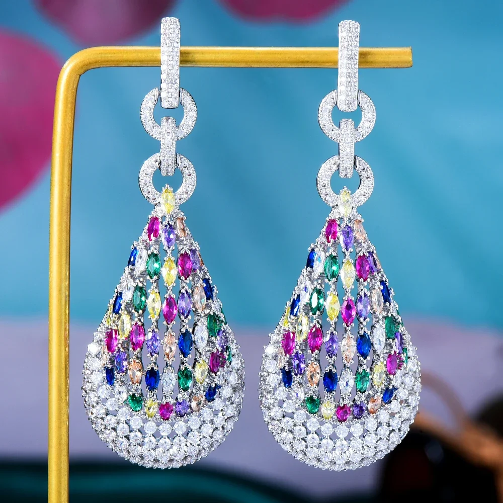 

Missvikki Original Luxury Trendy серьги Long Dangle Earrings Full Mirco Paved Cubic Zircon CZ For Women Wedding Earrings Jewelry