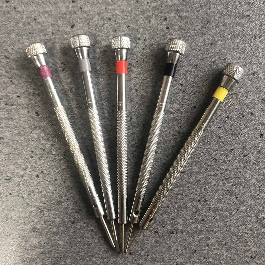 

5pcs Screwdriver Set Durable Repair Kit for Eyeglasses Sunglasses Watches Jewelries Portable Mini Tools Container Pouch Included