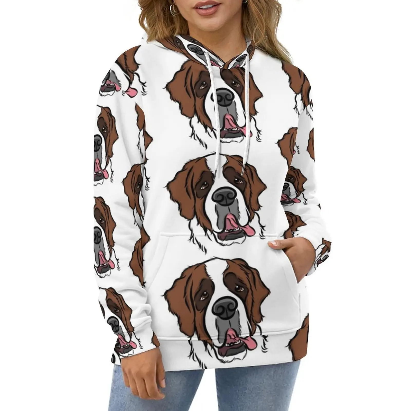 St. Bernard Hooded Sweatshirt Men And Women Print Pullovers Sweatshirts Loose Streetwear Hoodie Tops Saint Bernard Bernard St