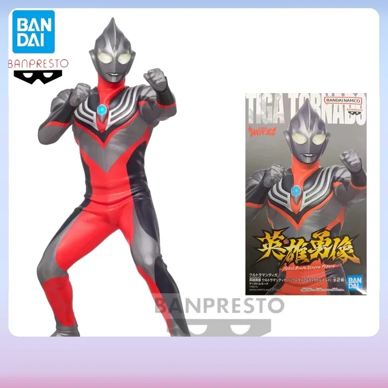 W magazynie Bandai BANPRESTO Heros odważna statua rysunek Ultraman Tiga 17cm oryginalna kreskówka Anime Model akcji zabawki ozdoby