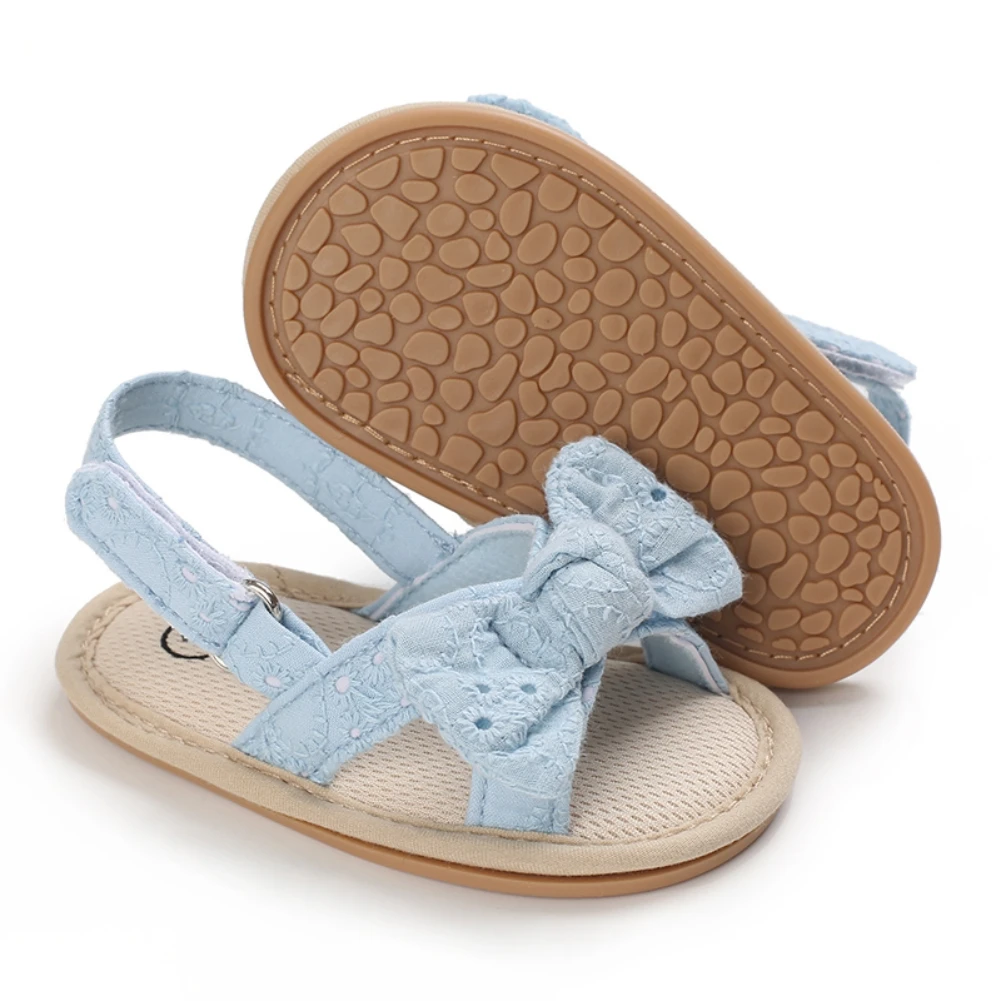 

Summer Baby Girls Bow Knot Sandals Soft Rubber Sole Flat Princess Dress Shoes Infant Non-Slip First Walkers Footwear 0-18M