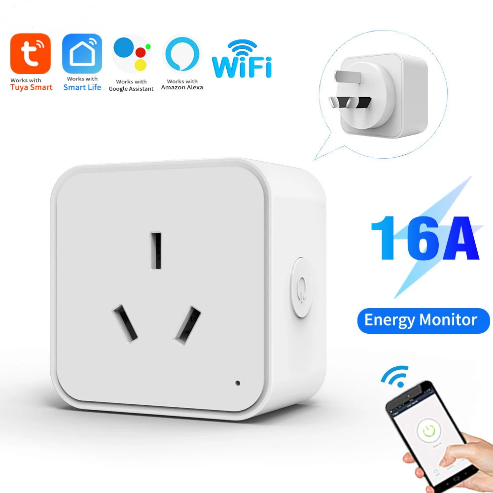 Tuya 16A Multi-function Smart Socket WiFi AU Plug 3 Pin Adapter Smart Home Pop Outlet Aleax Timing Remote Control Strips Socket