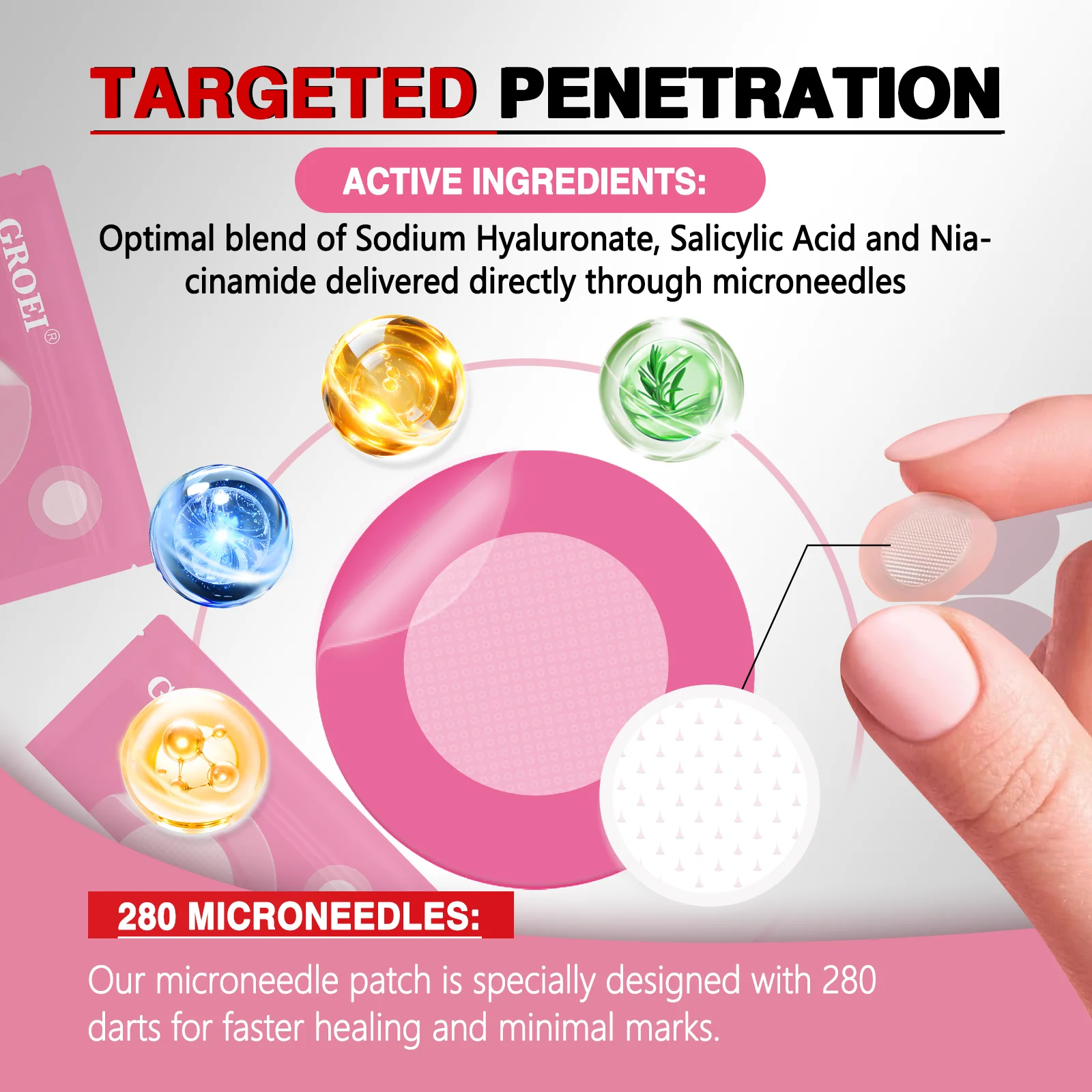 18 ชิ้น 280 เข็มขนาดเล็กสำหรับรักษาสิว ลดรอยแผลเป็นและอ่อนโยนต่อผิว แผ่นแปะสิว ลดการอักเสบ ผลลัพธ์เร็ว