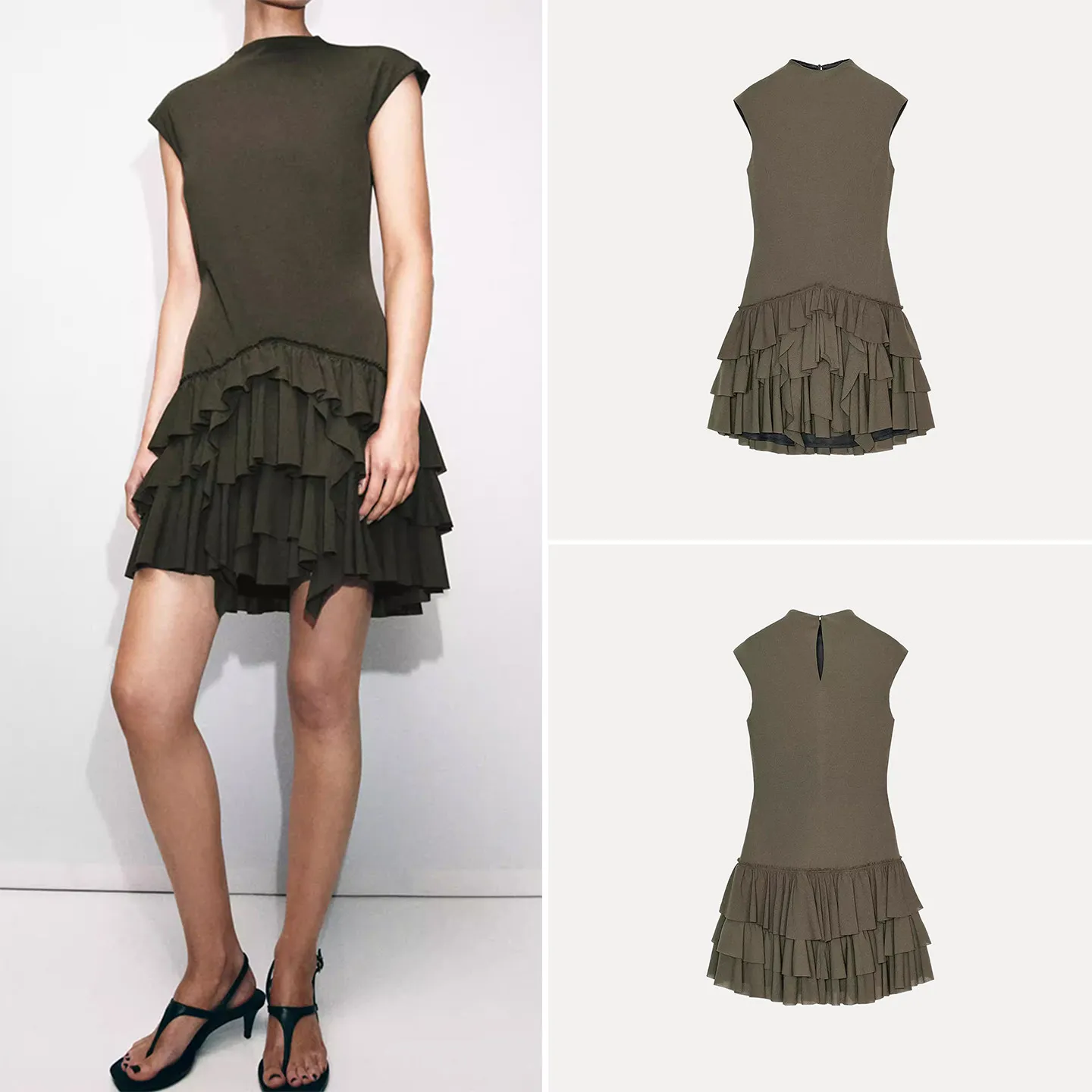 

Модное короткое многослойное декоративное платье для женщин, весна 2026, с индивидуальным дизайном, в стиле юбки-торта, без рукавов, с круглым вырезом