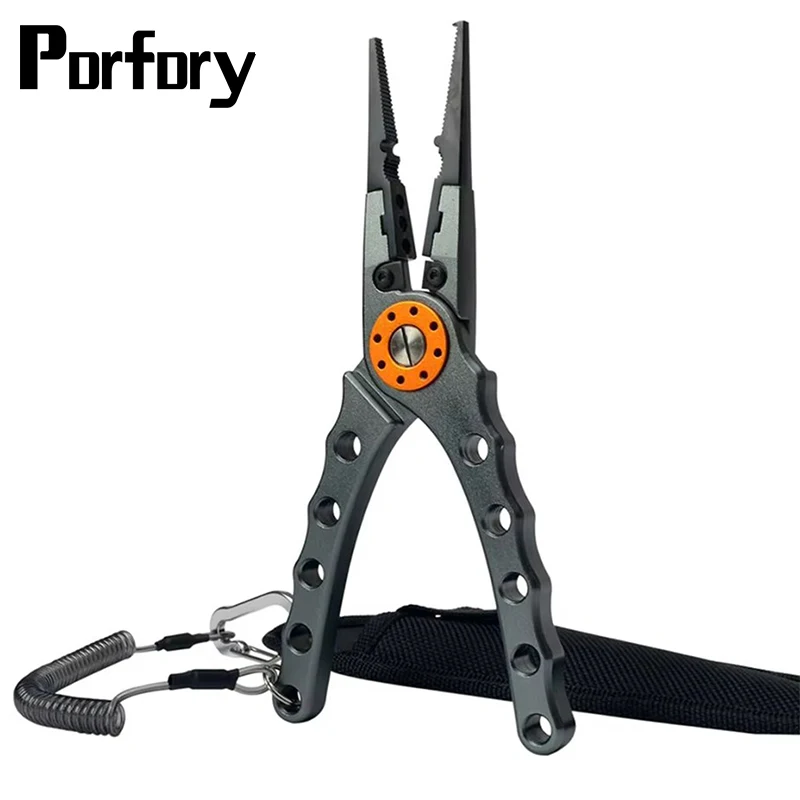 

Porfory Multifunctional Fishing Pliers Line Cutter Knot Aluminum Alloy Scissors Hook Remover 150g 20CM Fishing Equipment