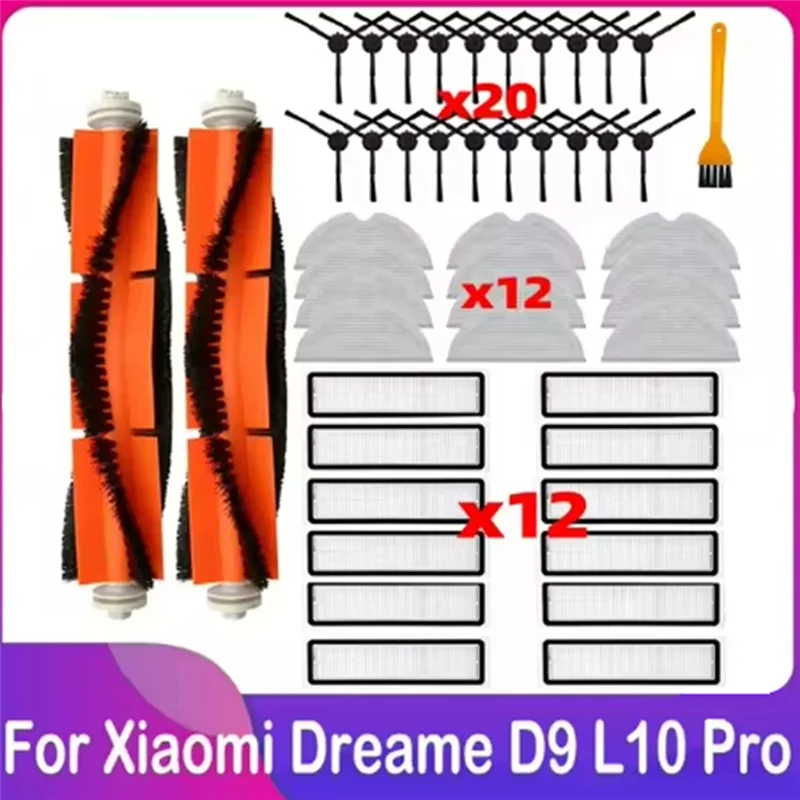 B47B-47PCS Brush Filter And Mop Cloth Kit For Dreame D9 Dreame Bot L10 Pro Trouver Robot LDS Vacuum Cleaner Replacement Parts