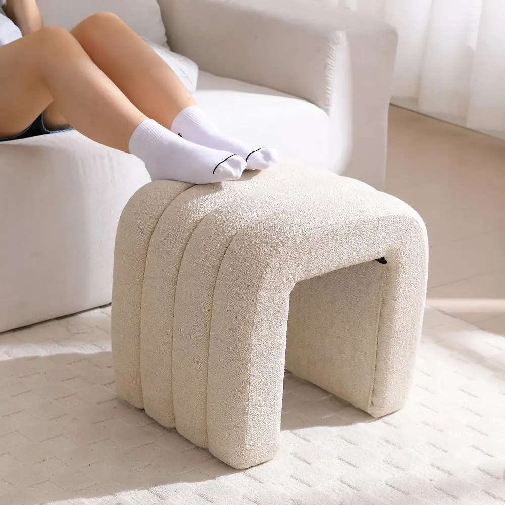 

Оттоманка-пуфик с канальной стежкой, маленькая скамья-пуфик для прихожей, современный стул для туалетного столика, мягкая подставка для ног