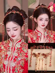 Elegance Chinese Style Bridal Costume Xiuhe Headdress Tassel Phoenix Hairband Step Shake Hair Accessories
