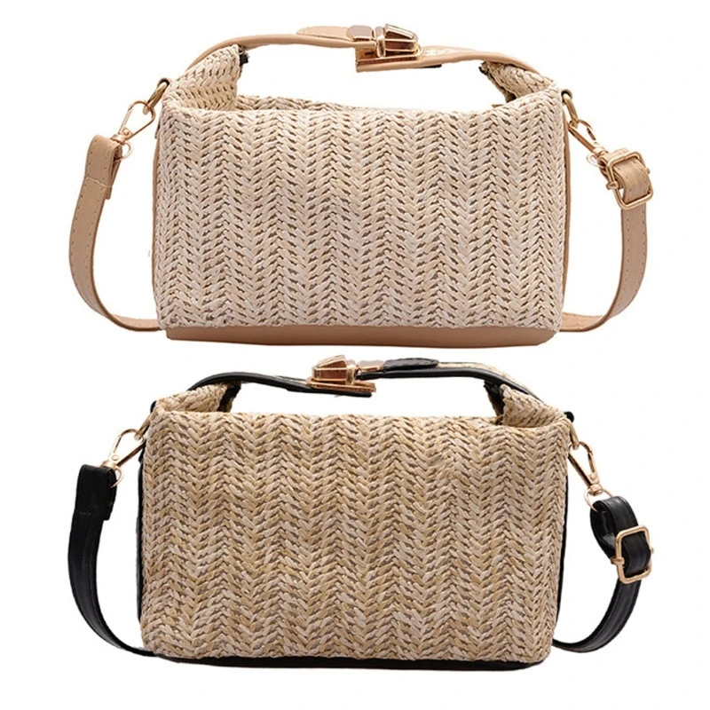 Bohemian Woven Straw Bag Versatile Fashion Shoulder Bags Casual Crossbody Purse Handbag For Women Top Handle Bag